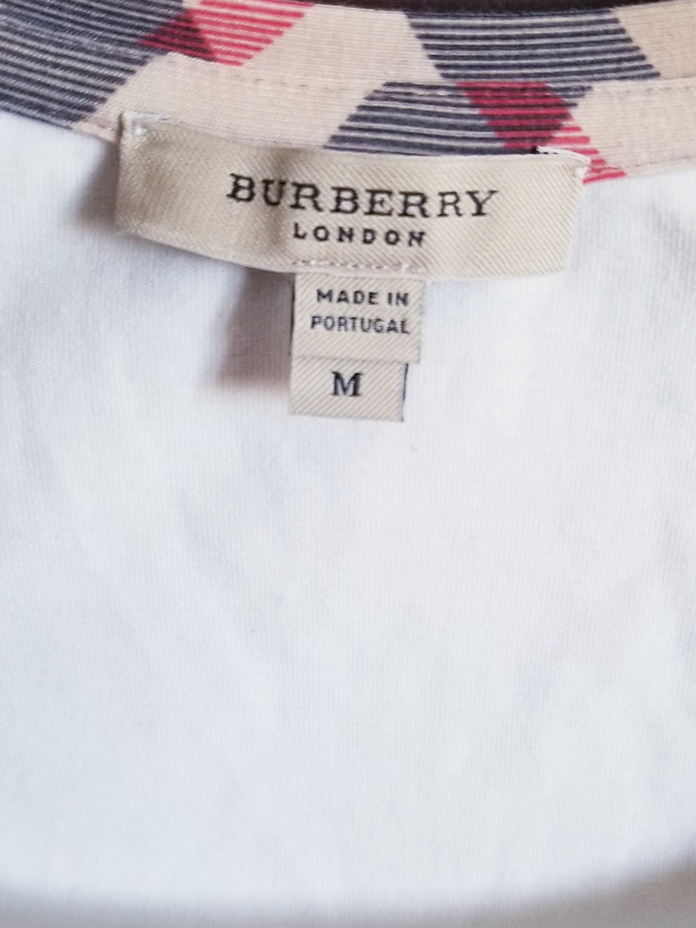 Burberry London White Cotton Top Nova Check Trim 3/4 Sleeve Size M - Picture 15 of 16
